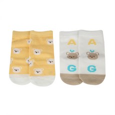 아가방 중계점 *BEST* 봄 30% 피버AG곰단말2세트 / 단품으로 코디하기 좋으며 귀여운 곰돌이가 두가지 디자인으로 그려져있는 양말 세트.