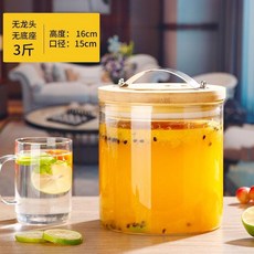 玻璃飲料桶 附不銹鋼龍頭 竹木底座, 1個, 3斤裸瓶