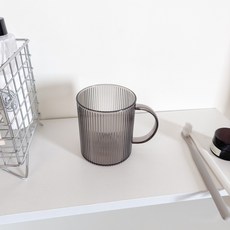 KOUJI 叩吉好物 條紋漱口杯，簡約時尚，優質耐用，浴室收納好幫手, 透灰, 1個