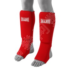 【神拳阿凱】Excalibur 1104 軟式護脛 套式護脛 MMA 格鬥 自由搏擊 對打練習, 紅,L, 1個