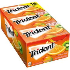 Trident 트라이던트 레이어스 트로피칼 트위스트 껌 26.6g x 15팩 슈가 프리 Tropical, 15개