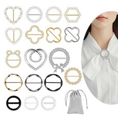 18 Pcs Silk Scarf Ring Clip Shirt Ties Clips for Women shirt clips women clothing T Tie Or Rings T, 18 Pcs Silk Scarf Ring Clip Sh