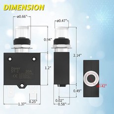 2PCS 열 회로 차단기 5A 40A 수동 재설정 푸시 버튼 과부하 보호기 스위치(발전기 RV용 포함), 06 20A