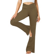 ZOOSIXX 여성용 플레어 요가 팬츠 크로스오버 소프트 부츠컷 레깅스 블랙. L, XS, 모카