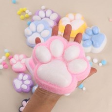 亮燈貓爪捏捏樂 解壓玩具 超軟泥感食玩 減壓玩具, 12*12超大植絨貓爪粉色【pvc袋3, 1個