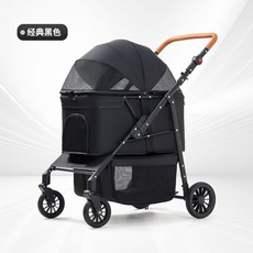 寵物推車 狗狗推車 摺疊推車 貓咪推車 輕便分離外出遛狗溜貓中小型提籃手推車, 1個, T800黑C丨升級加大+把手可調-車筐不