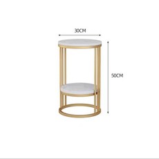 CQIK 花盆架 輕奢大理石落地式花架 巖板花架 沙發邊幾 邊櫃 臥室床頭架 陽臺花架, 直徑30高50CM雪山白【小號金架】