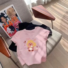 可愛露比卡通洋氣上衣 女童短袖T恤