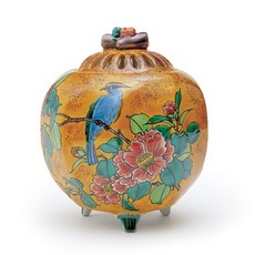 【新月集】九谷燒 九角捻 香爐 吉田屋花鳥 香爐, 1個