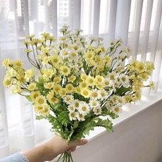메이크유어홈 들꽃 데이지조화 센터피스 계란꽃 부케 생화같은, 화이트, 2개