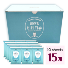 넓고 도톰한 클린힙 비데물티슈 화장실용 물티슈 휴대용 비치용 캡형, 15개, 10매, 60g