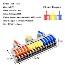 와이어 커넥터 푸시인 터미널 블록 연결 미니 고속 호환 용품 컴팩트 배선 플러그 케이블, 01 10pcs, 13 SPL-22-12