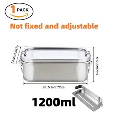 성인용 스테인리스 도시락 휴대용 준비 용기 여행용 식기세척기 사용 방지 가능 식사 벤토 누수, 1200ml