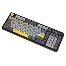 에이재즈 AK980 V2 3모드 스크린 RGB DIY 무선 키보드, 제조사축, 프레젠트 축, 블랙 + 그레이 + 옐로