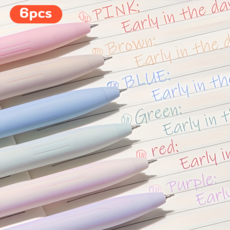 다이어리 꾸미기 파스텔 컬러 중성펜 볼펜 6p 세트, 1세트, 그린+블루+핑크+퍼플+레드+브라운