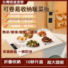 8H 台灣出貨 110V可恒溫柔性矽膠暖菜墊 便攜折疊暖菜板 多場景適用電熱式保溫菜板, 110V暖菜墊【大號60*38】