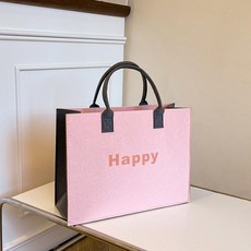 대용량 펠트 토트백 손잡이 가방 선물용 쇼핑백 광고용, 미디엄 핑크 33x25x12, 1개