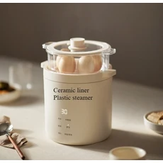 1.2L 220V 미니 가정용 전기 밥솥 세라믹 라이너/무코팅 스틸 가능 주방 멀티 쿠커, 01 plastic steamer, 01 220V