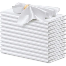 냅킨 12PCS 레드 30x30cm 실키 세탁가능 파티 새틴 웨딩 소프트, 12개, 12pcs white