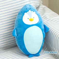 Daiso 玩偶抱枕, 娃娃抱枕 企鵝藍色, 藍色