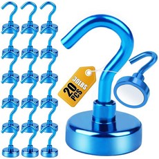 DIYMAG 냉장고용 자석 후크 매우 강한 크루즈 후크 걸 수 있는 후크가 있는 튼튼한 흙 자석 캐빈용 자석 행거 그릴 (20P-블랙), 블루