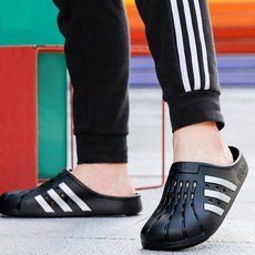 adidas 愛迪達 舒適蓬鬆套穿式水上運動鞋拖鞋拖鞋室內鞋男女通用涼鞋黑色, 245
