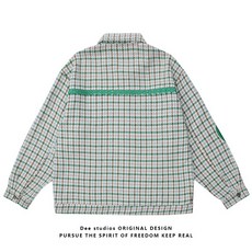 Dee studios조수 브랜드 중립 바람 레이스 천 사랑 격자 무늬 코트 남성과 여성의 봄 느슨한 재킷