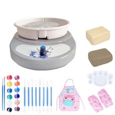 도자기물레 전기 도예 수업용 전동 가정용 세라믹 제작기 회전판 점토판 포함, 플러그인, 회색 돌리는방식