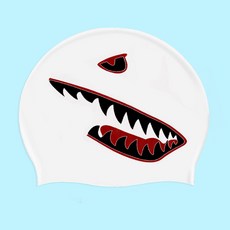 男士鯊魚游泳帽 立體貼合防水硅膠泳帽 不勒頭舒適游泳裝備, 白色鯊魚泳帽, 1個