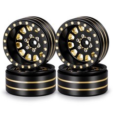 MORLORDY 3.3cm(1.3인치) 황동 비즈락 휠 림 - 228g/4피스 RC 휠 림 SCX24 글래디에이터 브롱코 C10 JLU 데드볼트 TRX4M 브롱코 디펜더 (블랙, 블랙