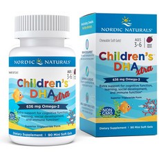 Nordic Naturals 노르딕내추럴스 칠드런스 DHA Xtra 엑스트라 츄어블 636mg 고함량 오메가3 90정, 1정, 1개