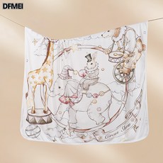 DFMEI 嬰兒蓋毯竹纖維童被嬰兒竹棉浴巾兒童小被子寶寶襁褓巾包巾, 天竹蓋毯-空中馬戲團