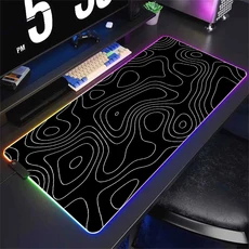 LED 데스크 매트 흑백 라인 RGB 컴퓨터 마우스 패드 게이머 캐비닛 발광 추상 키보드 게임, 05 RGB 350x250x3mm, 14 HL1817