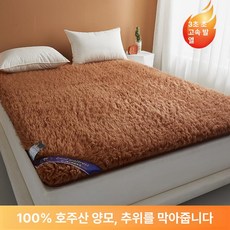 양털토퍼 호주 울 두꺼운 이불 웜매트 램스울 매트리스 패드 화이트 120x200cm 품질 검사 진오마오 -, 1cm, 카멜