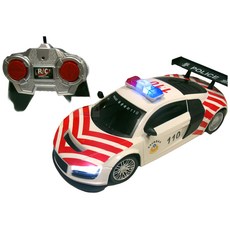 旭陽教育用品社 1:18瑪琍歐國道警車遙控模型玩具車 帶閃爍警燈 奧迪R8紅斑馬遙控警車, 詳見包裝