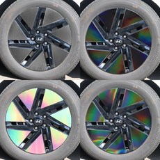 [비브랜드][오너] 휠마스크 홀로그램 카본 튜닝 스티커 기스방지 보호필름 아이오닉6 18인치 호환용품, 골드카본, 1개