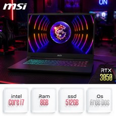 MSI 2025 스워드 GF76 17.3 코어i7 인텔 13세대 지포스 RTX 3050, 블랙, 512GB, 8GB, Free DOS, Sword GF76 B13UDXK (1465)