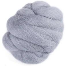 55g 컬러 바늘 펠팅 울 섬유 로빙 원사 DIY 공예용 손 방적 용품 흰색, Gray, 1개