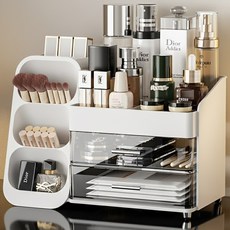 루엔코리아 먼지방지 서랍형 데스크 수납박스 다용도 수납함 화장품 정리함 정리대, 화이트