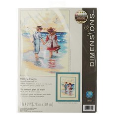 Dimensions 'Holding Hands' 카운트 십자수 키트 아이보리 아이다 14개 22.9 x 30.5cm(9 x 12인치), 손 잡기, 1개