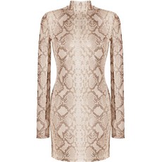 필립플레인 스네이크 스킨 프린트 모크 넥 드레스