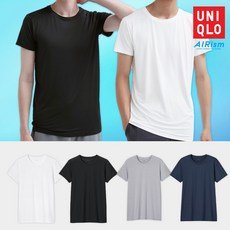유니클로 에어리즘 남성 크루넥 라운드넥 반팔 티셔츠 런닝 속옷