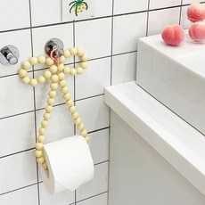 이모네리본 비즈 두루마리 휴지 걸이 화장실 욕실 주방 다용도, 1, 크림