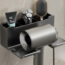 헤어 드라이기 거치대 화장실 욕실 수납 벽 선반 블랙_WF373F5, 본상품, 1