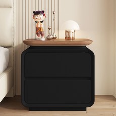 新款全實木中古奶油風現代簡約牀頭櫃輕奢意式小戶型臥室收納櫃, U6黑色【整裝】:【長50寬40高50】實木款