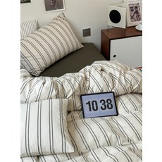 스트라이프 페르지아 여름 차렵이불 싱글 순면 그린 플랫시트형 베개커버