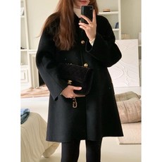 Ringo正韓復活款金釦中長版100%羊毛大衣，韓系時尚，保暖舒適，冬季必備