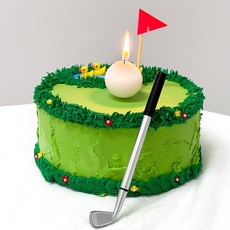 골프공 초 골프채볼펜 세트 케이크 생일초 블랙, 1개