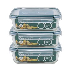 코멕스_오븐글라스 내열유리 직사각 1520ml x 3개, 1.52L