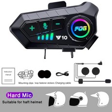 오토바이블루투스 무선 핸즈프리 블루투스 헬멧 헤드셋 전화 통화 키트 오토바이 방수 이어폰 MP3 뮤직 플레이어 스피커, 2)Y10 Half MIC
